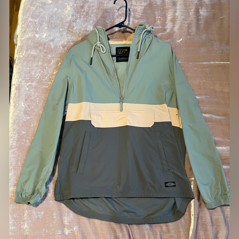 Urban outfitters windbreaker anorak half zip hooded jacket